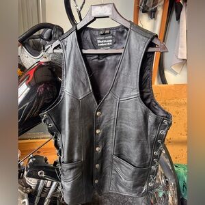 Vintage Genuine Leather Moto Vest by Maryland Leather – Size L – Side Lace